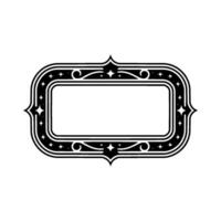 Elegant Retro Frame with Stars and Swirls - Black and White. vector