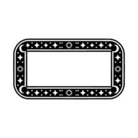 Decorative Black White Label Frame with Celestial Motifs. vector