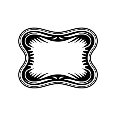 Elegant Black White Ornamental Frame on Neutral Background.