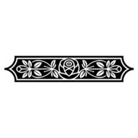 Elegant Art Nouveau Floral Border Element in Black and White. vector