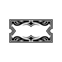 Ornate Rectangular Frame Black and White Element. vector