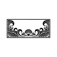 Elegant Art Deco Frame Seashell and Wave on White Background. vector