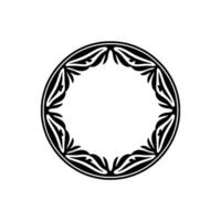 Elegant Black and White Circular Ornament with Leaf Motifs. vector