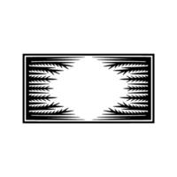 Black Frame With Leafy Abstract Border on Cream Background. vector