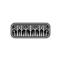 Abstract Forest Pattern in a Rounded Rectangle, Minimalist. vector