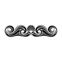 Oceanic Wave Seashell Border, Black Silhouette, Decorative Element. vector