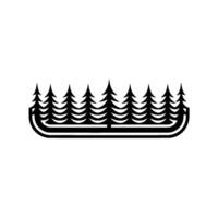 Minimalist Evergreen Forest in Black on Light Grey Background. vector