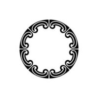 Minimalist Black Scrollwork Circle Ornament on White Background. vector