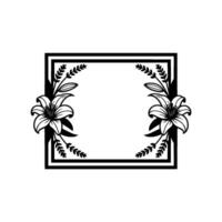 Elegant Lily Frame , Monochrome, Floral Border. vector