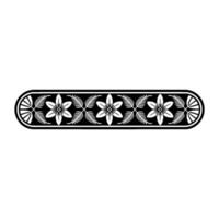 Ornamental Floral Border in Black and White, Geometric. vector