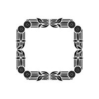 Art Deco Floral Frame, Black and White Element. vector