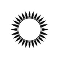 Minimalist Sunburst Frame with Fir Trees, Black White Element. vector