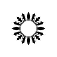 Circular Ornament with Repeating Trees, Black and White, Minimalist. vector