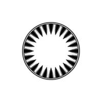 Geometric Ring of Black Silhouette Ferns, Minimalist on Grey. vector