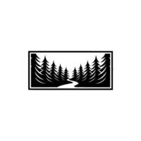 Minimalist Pine Forest Landscape in Frame - Illustration. vector