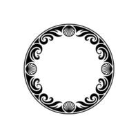Elegant Circular Decorative Frame with Shell and Swirl Elements. vector