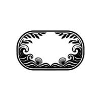 Elegant Coastal Frame Waves, Shells, Leaves, Empty Space. vector