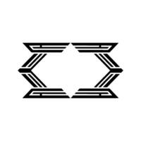 Geometric Art Deco Frame Black Lines on White Background. vector