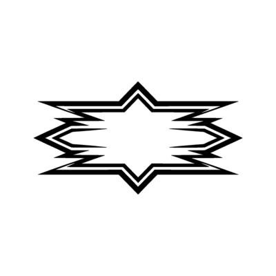 Geometric Starburst in Black on White, Abstract.