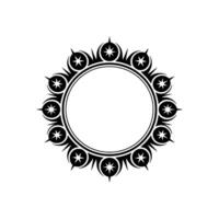 Elegant Circular Starburst Frame, Black on White, Decorative Element. vector