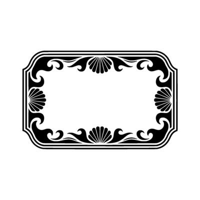 Elegant Black White Ornate Rectangular Frame, Decorative Border.