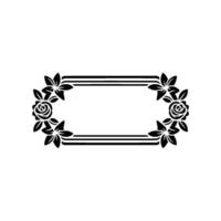 Floral Frame Silhouette Elegant Black White Element. vector