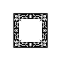 Elegant Floral Frame in Black White, Decorative Border. vector