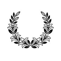 Elegant Black and White Lily Wreath Illustration, Minimalist. vector