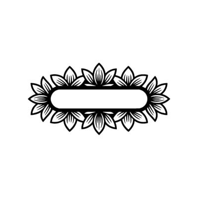 Elegant Floral Frame with Text Space - Black White Minimalist.