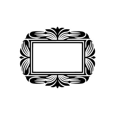 Elegant Black Floral Frame on White Background - ,-.