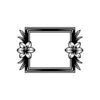 Elegant Lily Frame Monochromatic Floral for Invitations Decor. vector