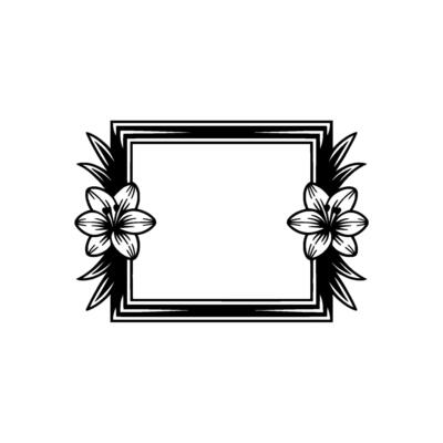 Elegant Lily Frame Monochromatic Floral for Invitations Decor.