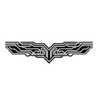 Abstract Circuitry Wing on White, Tech. vector