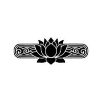 Elegant Black Lotus with Ornate Scrollwork. vector