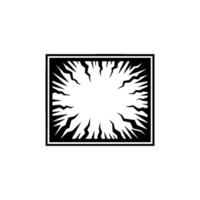 Abstract Geometric Black Burst in Square Frame, Minimalist. vector