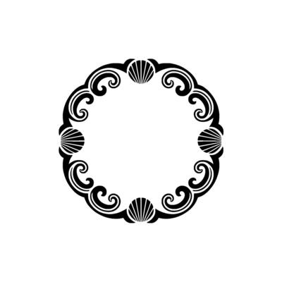 Elegant Black White Shell Frame, Decorative Border, Minimalist.