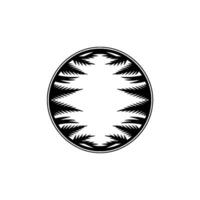 Minimalist Nature-Inspired Oval Frame, Black Fern Pattern on White. vector