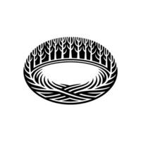 Minimalist Forest Crest , Black White, Modern. vector