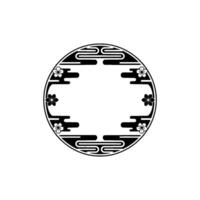 Minimalist Japanese Circle with Cherry Blossoms. vector