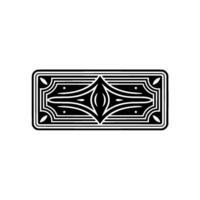 Art Deco Rectangular Ornament, Black White. vector