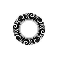 Elegant Black and White Floral Circular Frame, Minimalist. vector