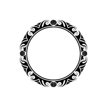 Elegant Circular Frame with Shell Motifs - Illustration. vector