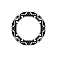 Elegant Circular Frame Black White Ornament on White Background. vector