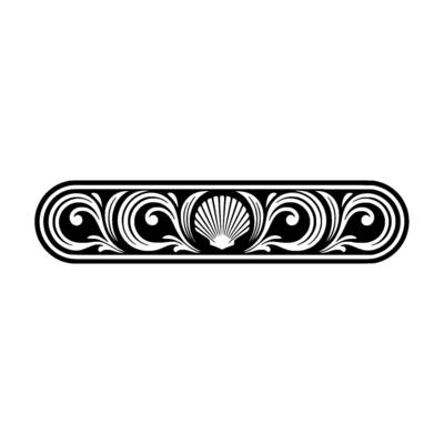 Elegant Seashell Ornament, Black White, Decorative Border.