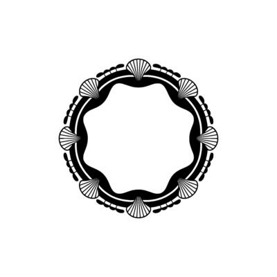 Elegant Seashell Frame Monochromatic for Invitations.