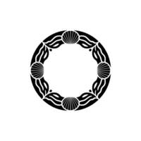 Geometric Shell and Wave Wreath Circle on White Background. vector