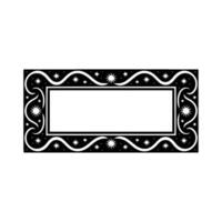 Celestial Label with Stars, Black and White, Elegant Frame. vector