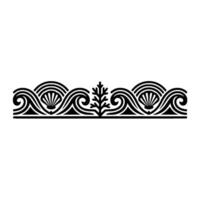 Decorative Nautical Border Waves, Shells, and Seaweed, Black White. vector