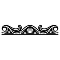 Decorative Ocean Wave and Seashell Border in Black White. vector