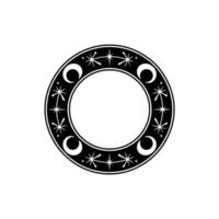 Celestial Frame - Moon and Star Circle , Minimalist, Illustration. vector